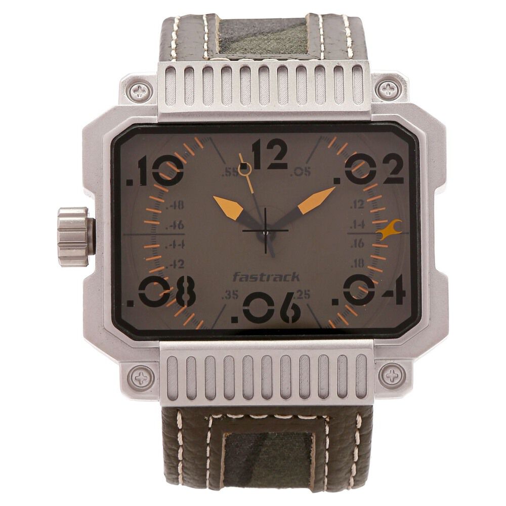 Fastrack Quartz Analog Green Dial Leather Strap Watch for Guys
