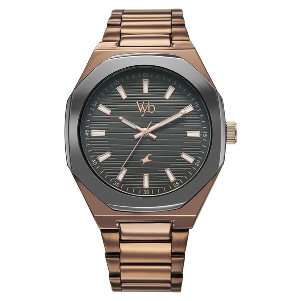 Fastrack Vyb Limitless Quartz Analog Black Dial Metal Strap Watch For Guys - image number 1