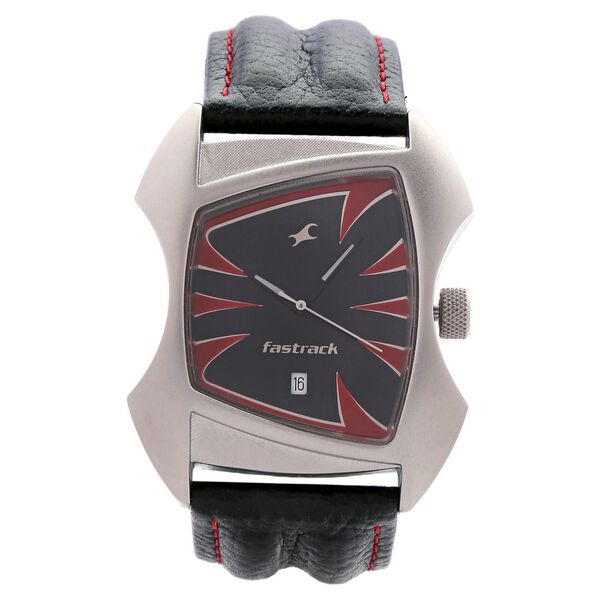 Fastrack Quartz Analog with Date Black Dial Leather Strap Watch for Guys - image number 0