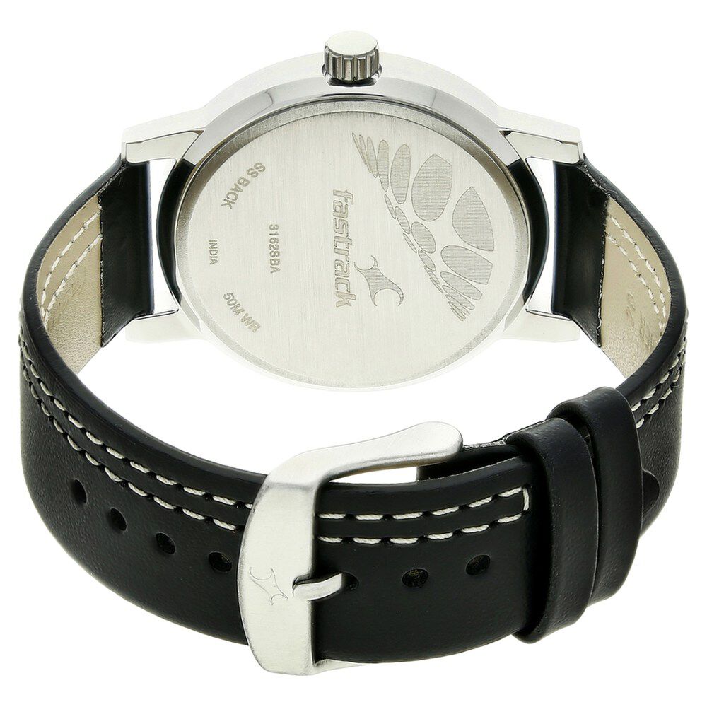 Fastrack Bare Basics Quartz Analog Green Dial Leather Strap Watch for Guys