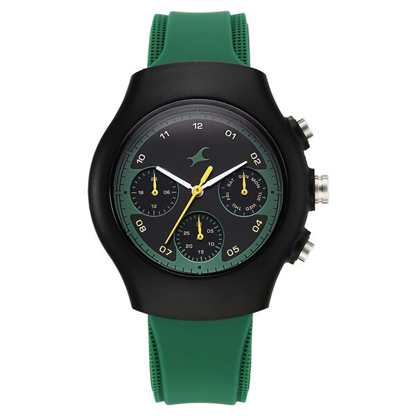 Fastrack Hype Multifunction with Black dial Green Silicon Strap watch for Guys - image number 0