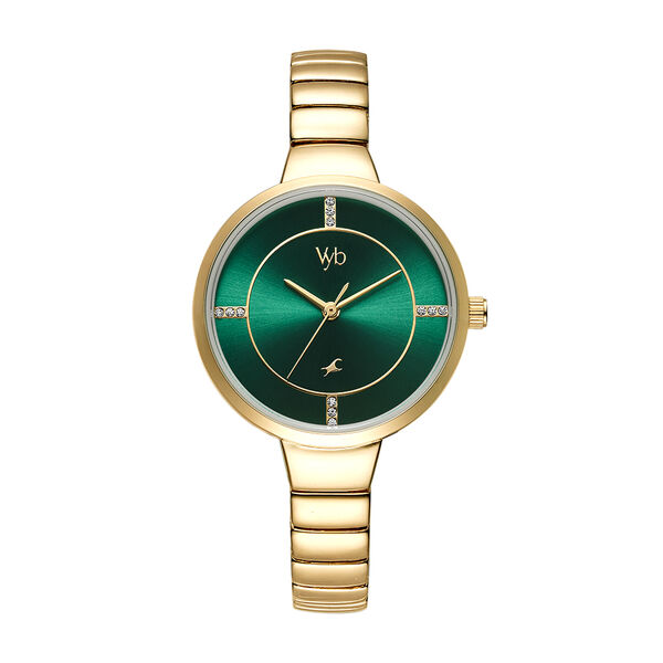 Fastrack Vyb Enigma Quartz Analog Green Dial Stainless Steel Strap Watch for Girls - image number 0