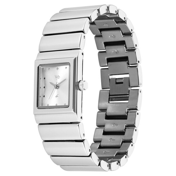 Vyb Successor By Fastrack Quartz Analog Silver Dial Silver Metal Strap Watch For Girls - image number 4