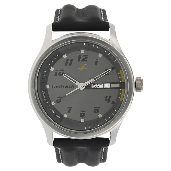Fastrack Quartz Analog Grey Dial Leather Strap Watch for Guys - image number 0