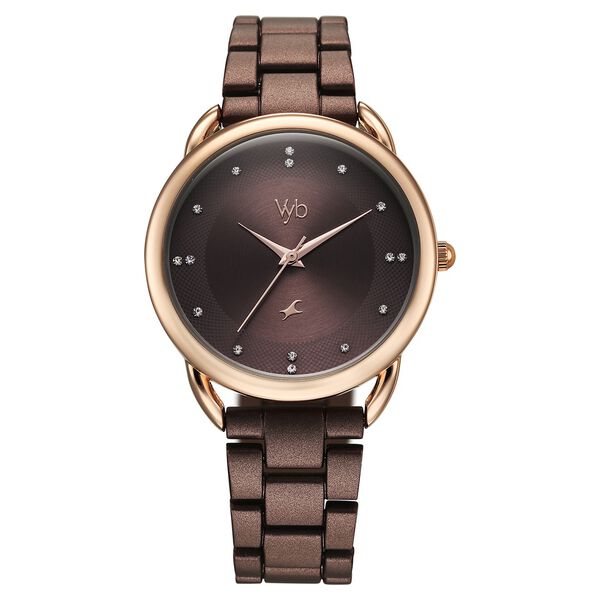 Vyb Charmer By Fastrack Quartz Analog Brown Dial Metal Strap Watch For Girls - image number 2