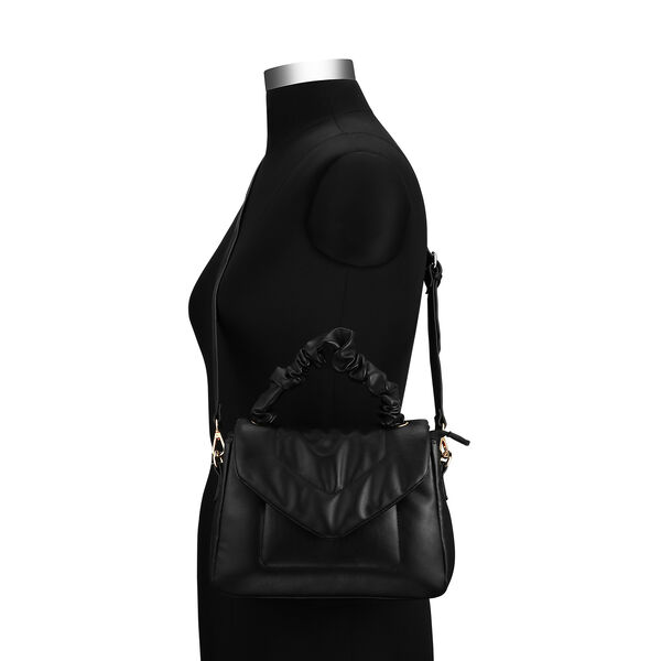 Fastrack Ruched Handle Satchel Bag with Detachable Sling in Black - image number 3