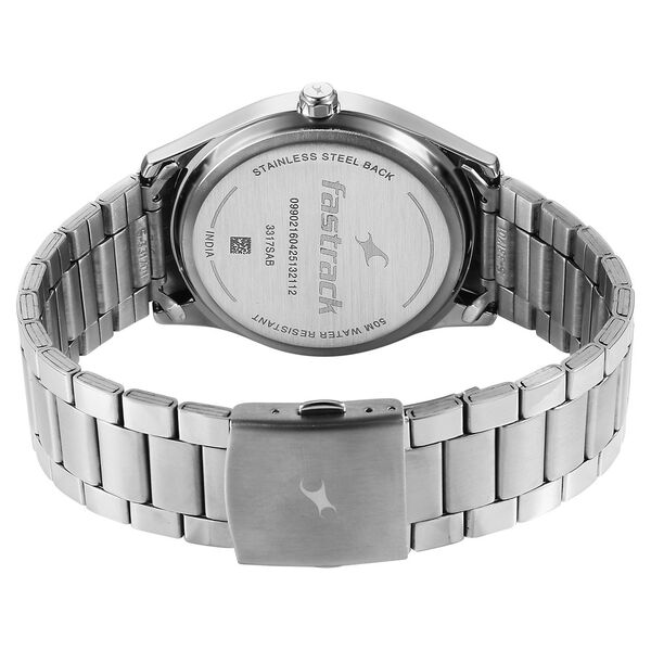 Fastrack Groove Quartz Analog Green Dial Silver Stainless Steel Strap Watch For Guys - image number 5