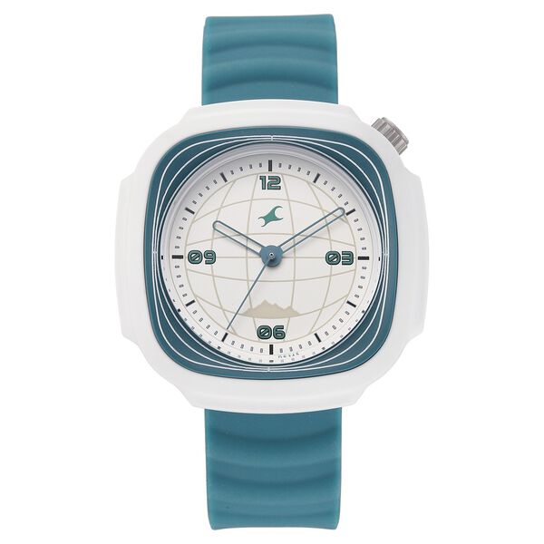 Fastrack Hype Adventure Quartz Analog White Dial Teal Silicone Strap Watch For Guys - image number 1