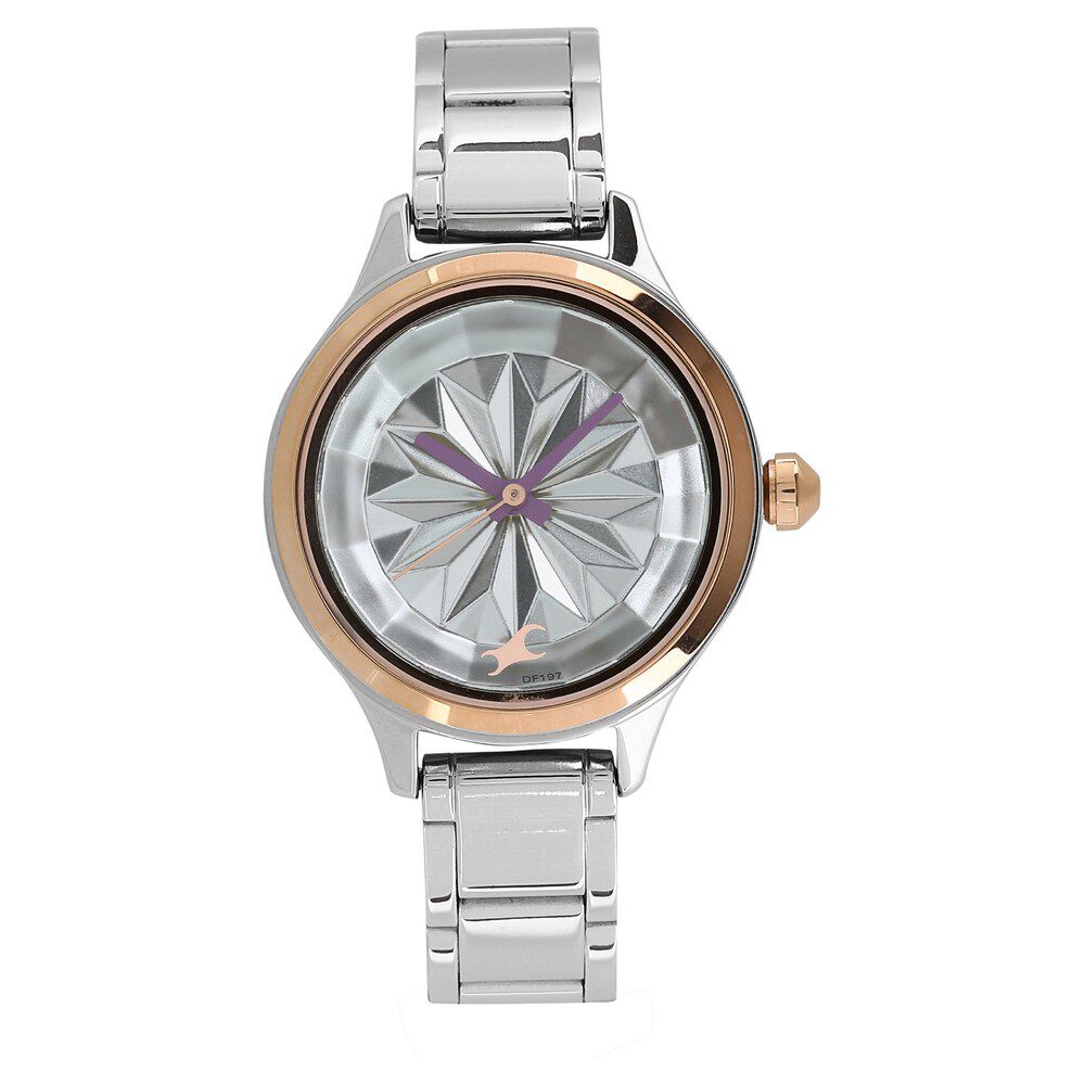 Fastrack Quartz Analog White Dial Metal Strap Watch for Girls