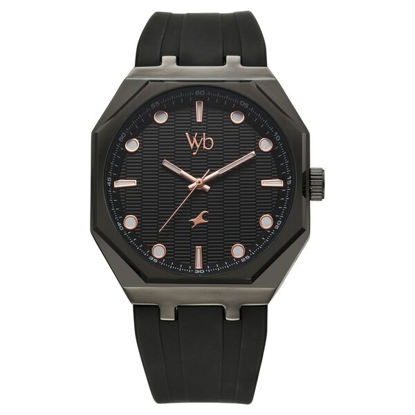 Vyb Rebel By Fastrack Quartz Analog Black Dial Silicone Strap Watch For Guys - image number 2