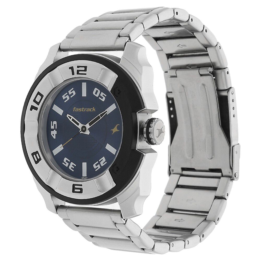 Buy Online Fastrack Motorheads Quartz Analog Blue Dial Stainless Steel Strap Watch for Guys 3150km01 p Fastrack
