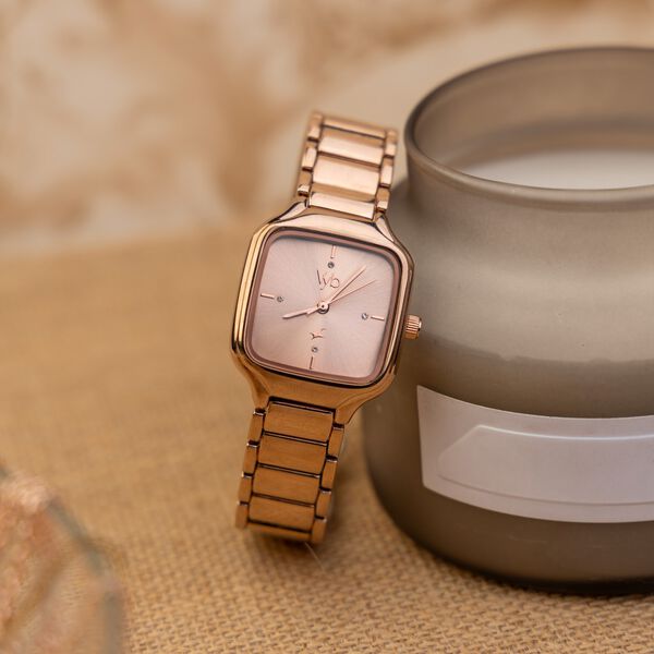 Fastrack Vyb Minimalist Quartz Analog Rose Gold Dial Metal Strap Watch For Girls - image number 0