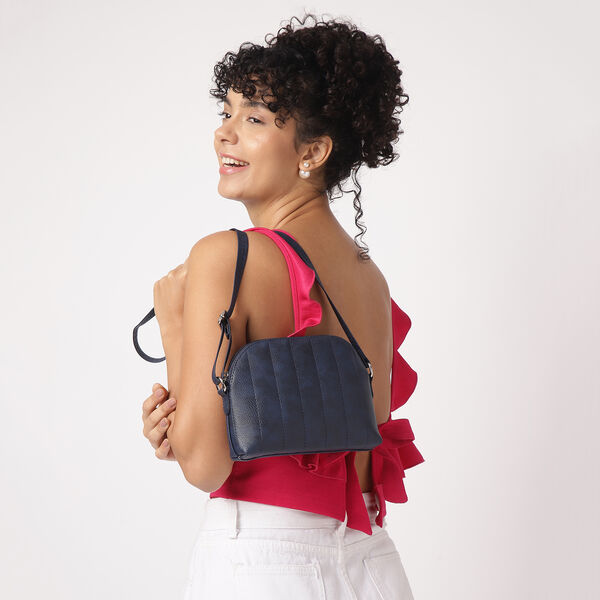 Fastrack Modern Quilted Sling Bag for Women | Trendy, Spacious Bag for Girls, Ladies, Women | Everyday Casual Bag Made from High Quality Faux Leather (Cyan) - image number 7