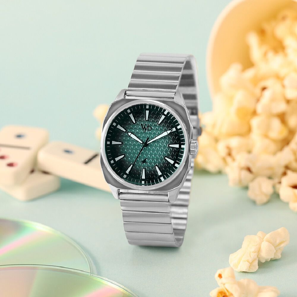 Buy Online Vyb Drift By Fastrack Quartz Analog Blue Dial Silver