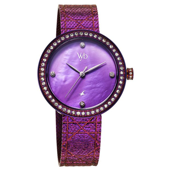 Fastrack Vyb Eclipse Quartz Analog Purple Mother Of Pearl Dial Purple Color Metal Strap Watch For Girls - image number 2