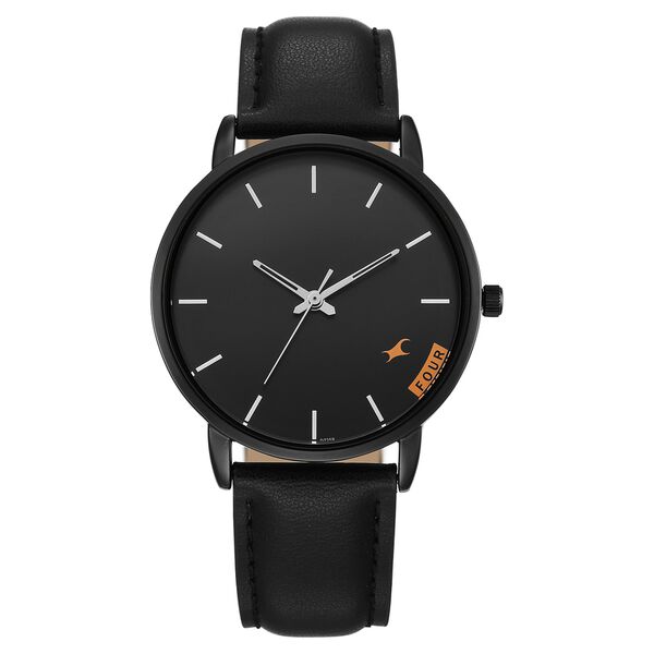 Fastrack Stunners Quartz Analog Black Dial Black Leather Strap Watch For Guys - image number 0