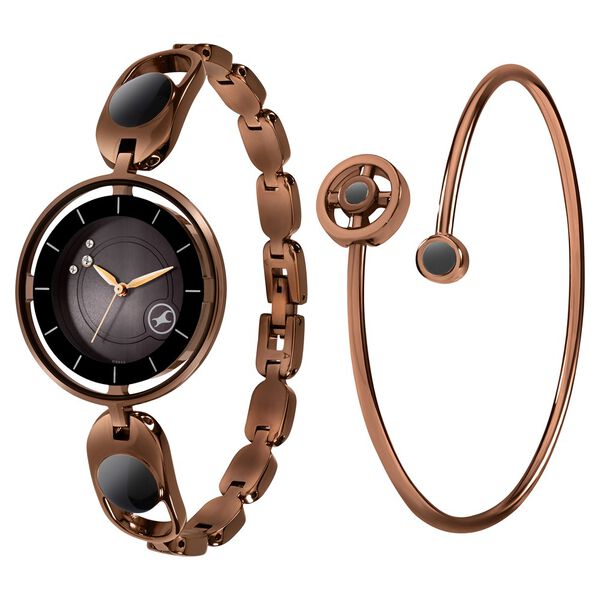 Fastrack Pulse Quartz Analog Black Dial Metal Strap Watch For Girls - image number 2
