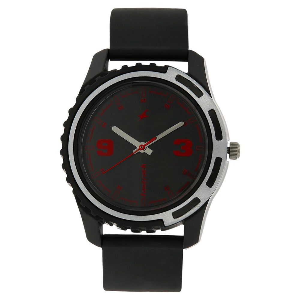 Fastrack Quartz Analog Black Dial Plastic Strap Watch for Guys