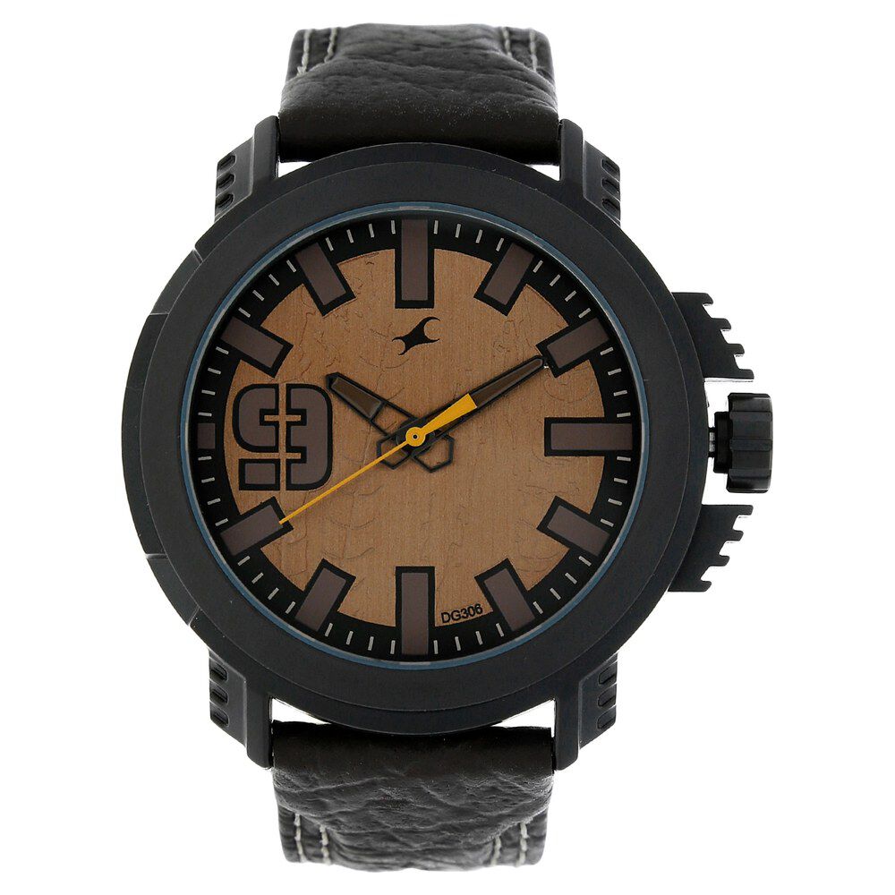 Fastrack Quartz Analog Brown Dial Leather Strap Watch for Guys