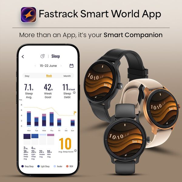 Fastrack Sleek Smartwatch 1.32" inch AMOLED Display, Sleek Design, Functional Crown, QR Hub, Multiple Menu Styles - image number 6