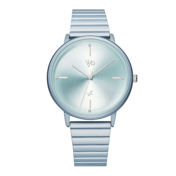 Fastrack Vyb Bliss Quartz Analog Blue Dial Stainless Steel Strap Watch for Girls - image number 0