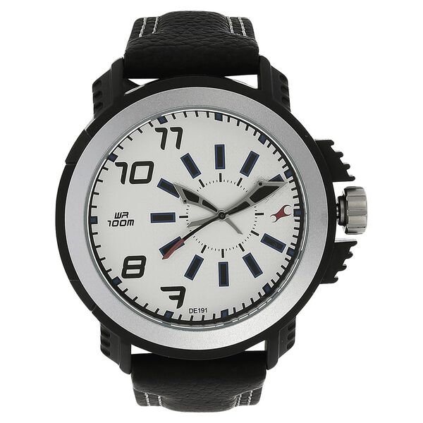 Fastrack Quartz Analog Silver Dial Leather Strap Watch for Guys - image number 0