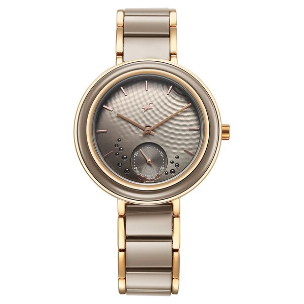 Fastrack Oceanyx - Ceramic Quartz Analog Grey Dial Two Toned Strap Watch For Girls - image number 0