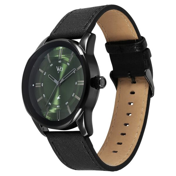 Vyb Drift By Fastrack Quartz Analog Green Dial Leather Strap Watch For Guys - image number 3