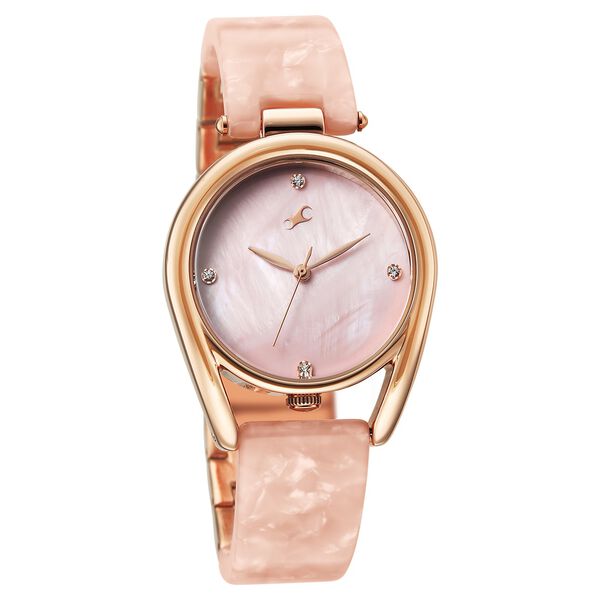 Fastrack Younique Quartz Analog Pink Mother Of Pearl Dial Two Toned Acetate & Metal Strap Watch For Girls - image number 1