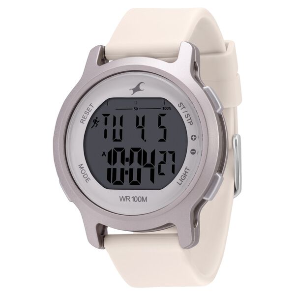Fastrack Street Line Digital Dial Beige Silicone Strap Watch for Girls - image number 1