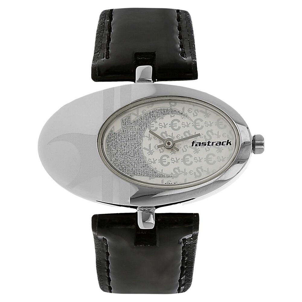 Fastrack Quartz Analog Silver Dial Leather Strap Watch for Girls