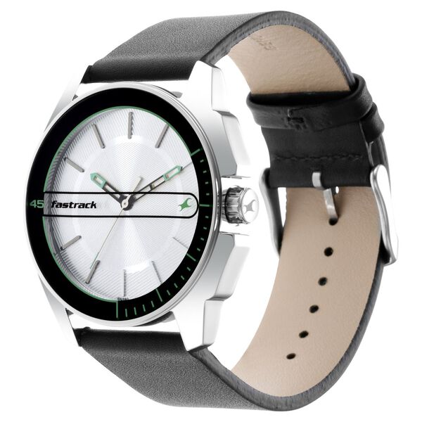 Fastrack Wear Your Look Quartz Analog Silver Dial Leather Strap Watch for Guys - image number 2