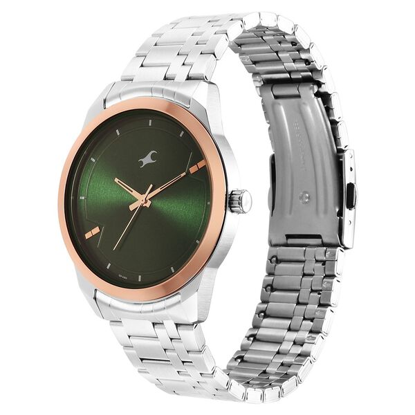 Fastrack Stunners Quartz Analog Green Dial Metal Strap Watch for Guys - image number 2