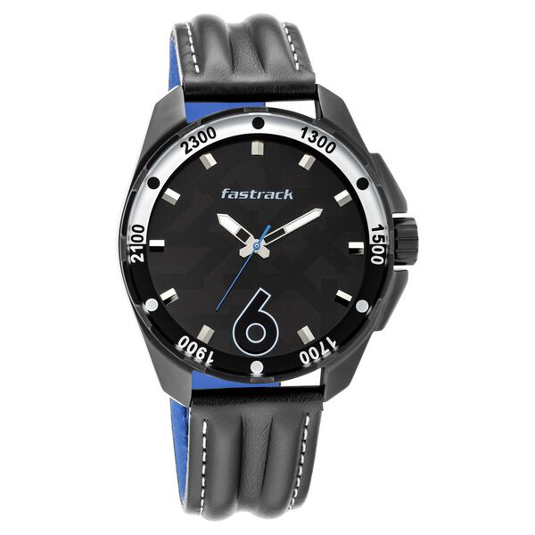 Fastrack Hitlist Quartz Analog Black Dial Leather Strap Watch for Guys - image number 0
