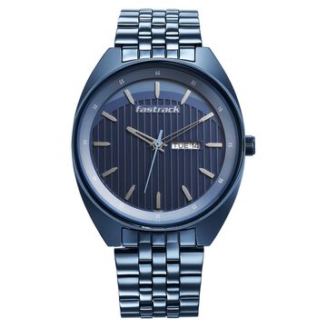 Fastrack Snob X Blue Dial Metal Strap Watch for Guys