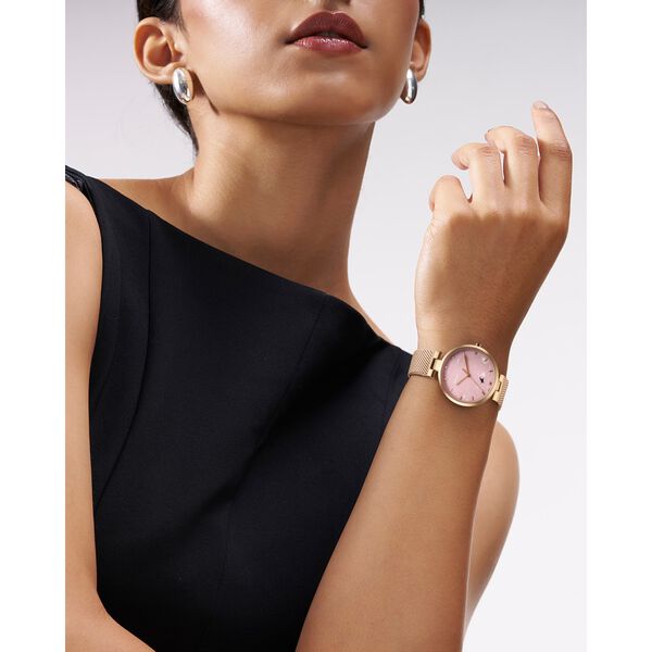 Fastrack Stunners X Quartz Analog Pink Mother Of Pearl Dial Stainless Steel Strap Watch For Girls - image number 5