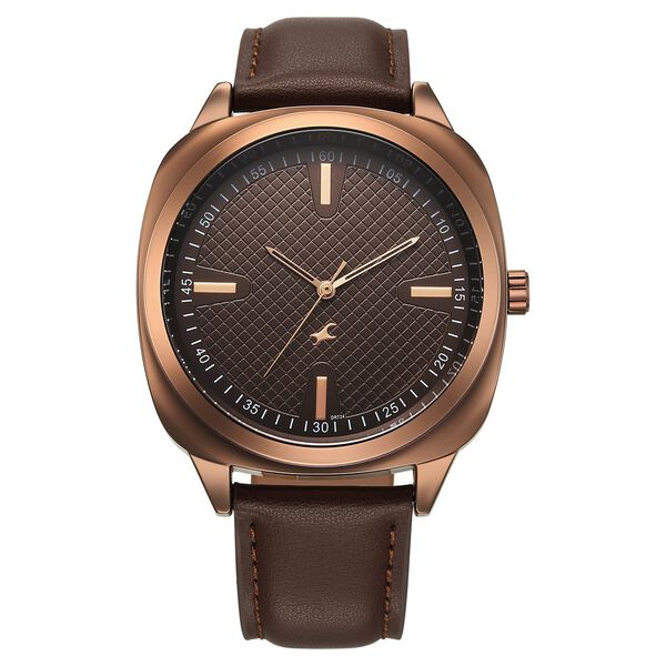 Fastrack Stunners X Quartz Analog Brown Dial Leather Strap Watch For Guys - image number 0