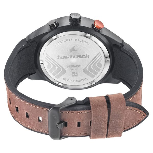 Fastrack All Nighters Quartz Multifunction Black Dial Leather Strap Watch for Guys - image number 5