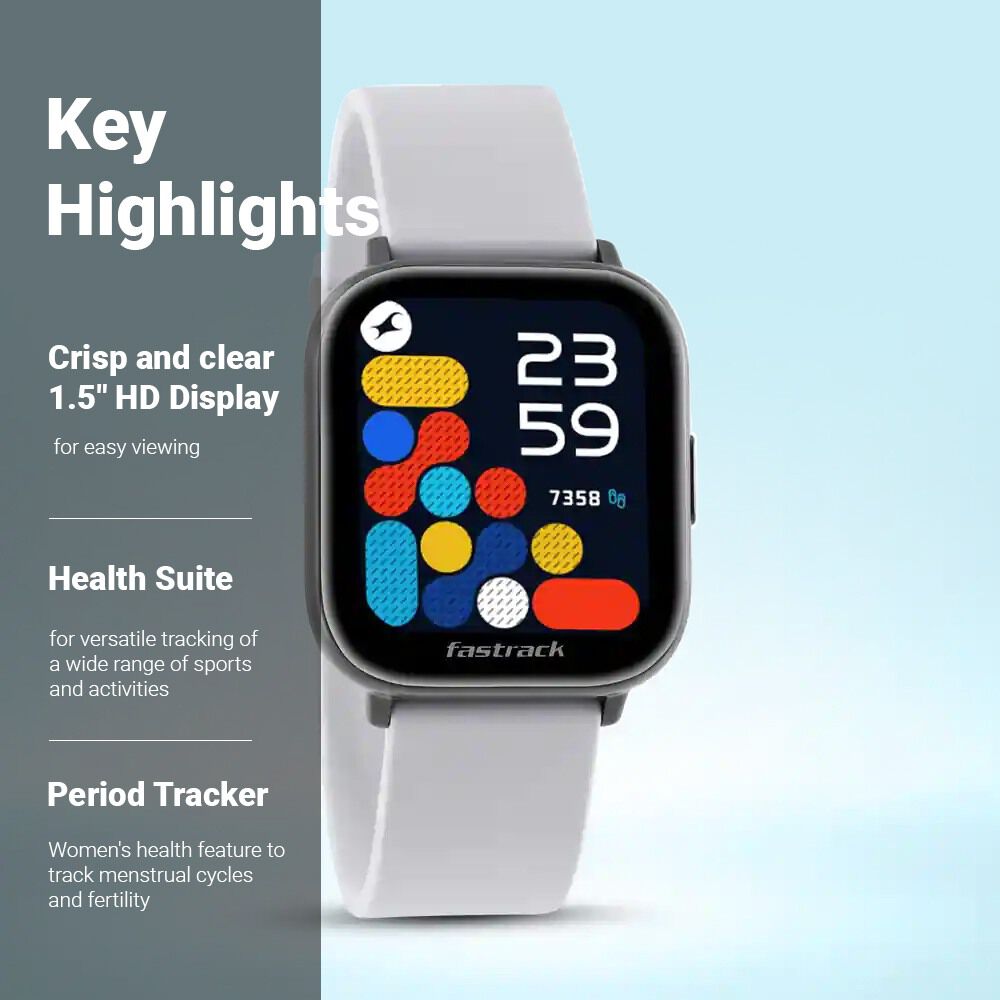 Buy Online Fastrack Reflex Vybe Smart Watch with Grey Strap 38078pp03 Fastrack