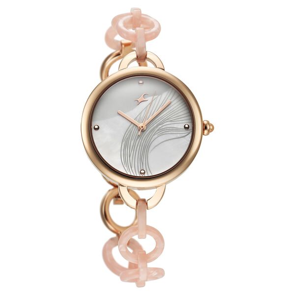 Fastrack Younique Quartz Analog Mother Of Pearl Dial Acetate And Metal Strap Watch For Girls - image number 2