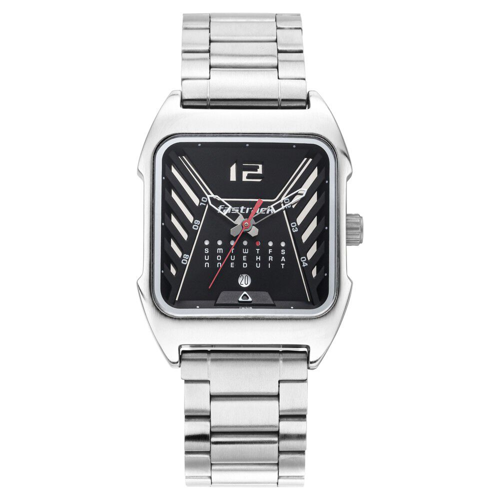 Fastrack Gamify Quartz Analog with Day and Date Black Dial Metal
