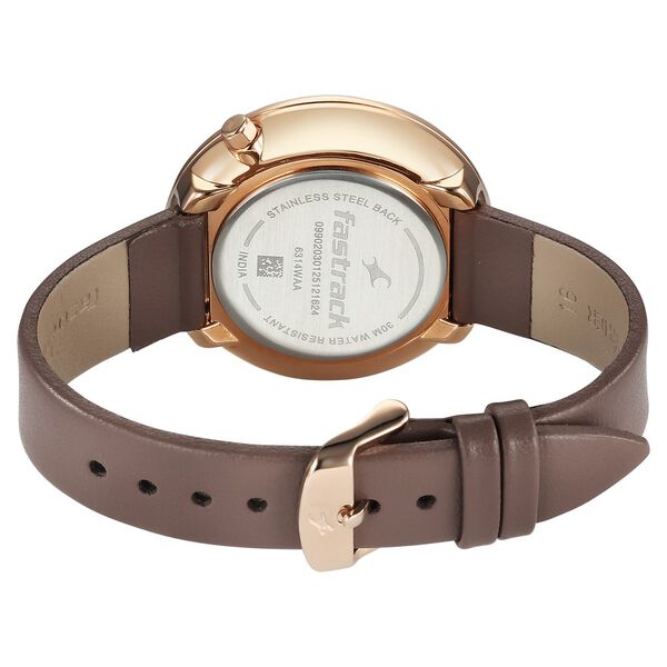 Fastrack Groove Quartz Analog with Date Grey Dial Girls Leather Watch - image number 4