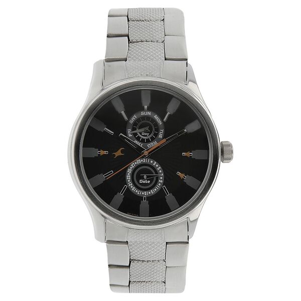 Fastrack Quartz Multifunction Black Dial Stainless Steel Strap Watch for Guys - image number 0