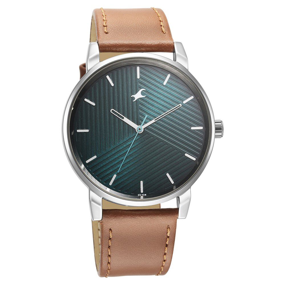 Buy Online Fastrack Stunners Green Dial Leather Strap Watch for Guys 3278sl03 Fastrack