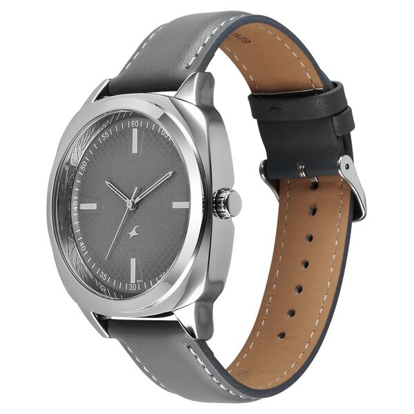Fastrack Stunners X Quartz Analog Grey Dial Leather Strap Watch For Guys - image number 2