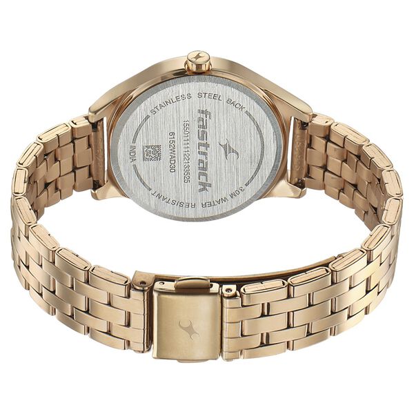 Fastrack Style Up Golden Dial Stainless Steel Strap Watch for Girls - image number 4