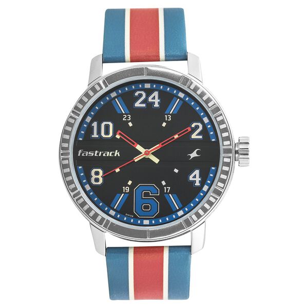 Fastrack Varsity Quartz Analog Black Dial Leather Strap Watch for Guys - image number 0