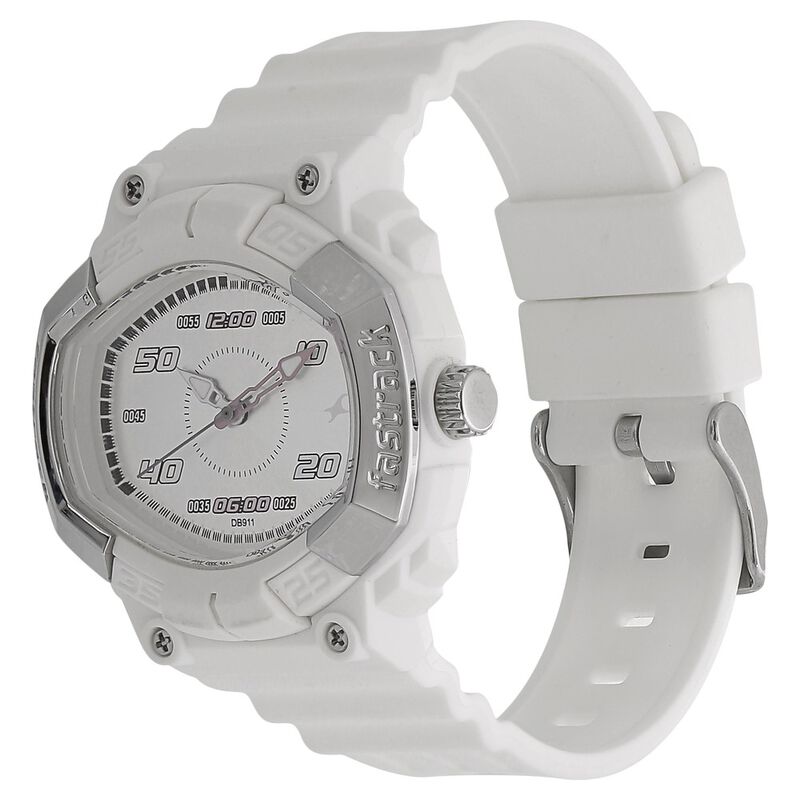 Fastrack Speed Racer Quartz Analog Silver Dial Plastic Strap Watch for ...
