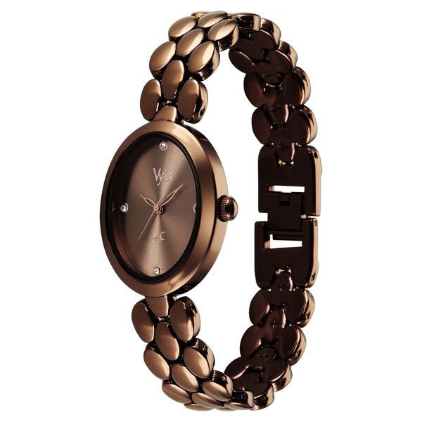 Vyb Enigma By Fastrack Quartz Analog Brown Dial Brown Metal Strap Watch For Girls - image number 2