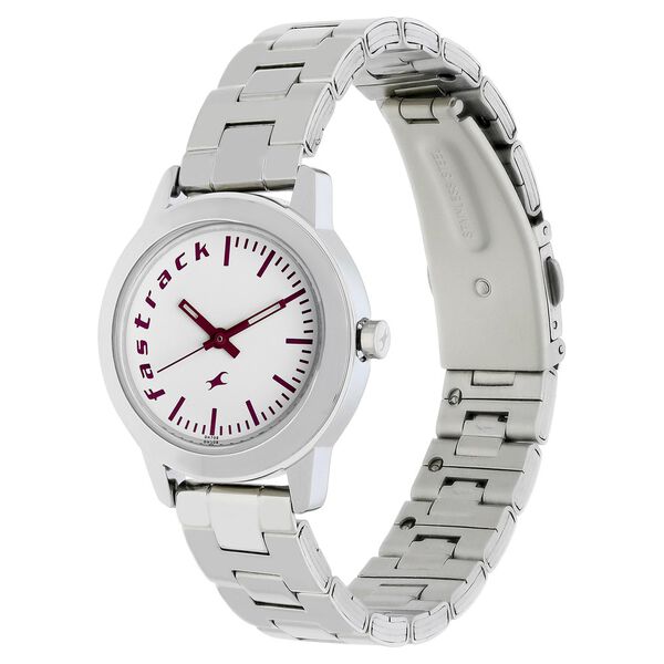Fastrack Quartz Analog White Dial Stainless Steel Strap Watch for Girls - image number 2